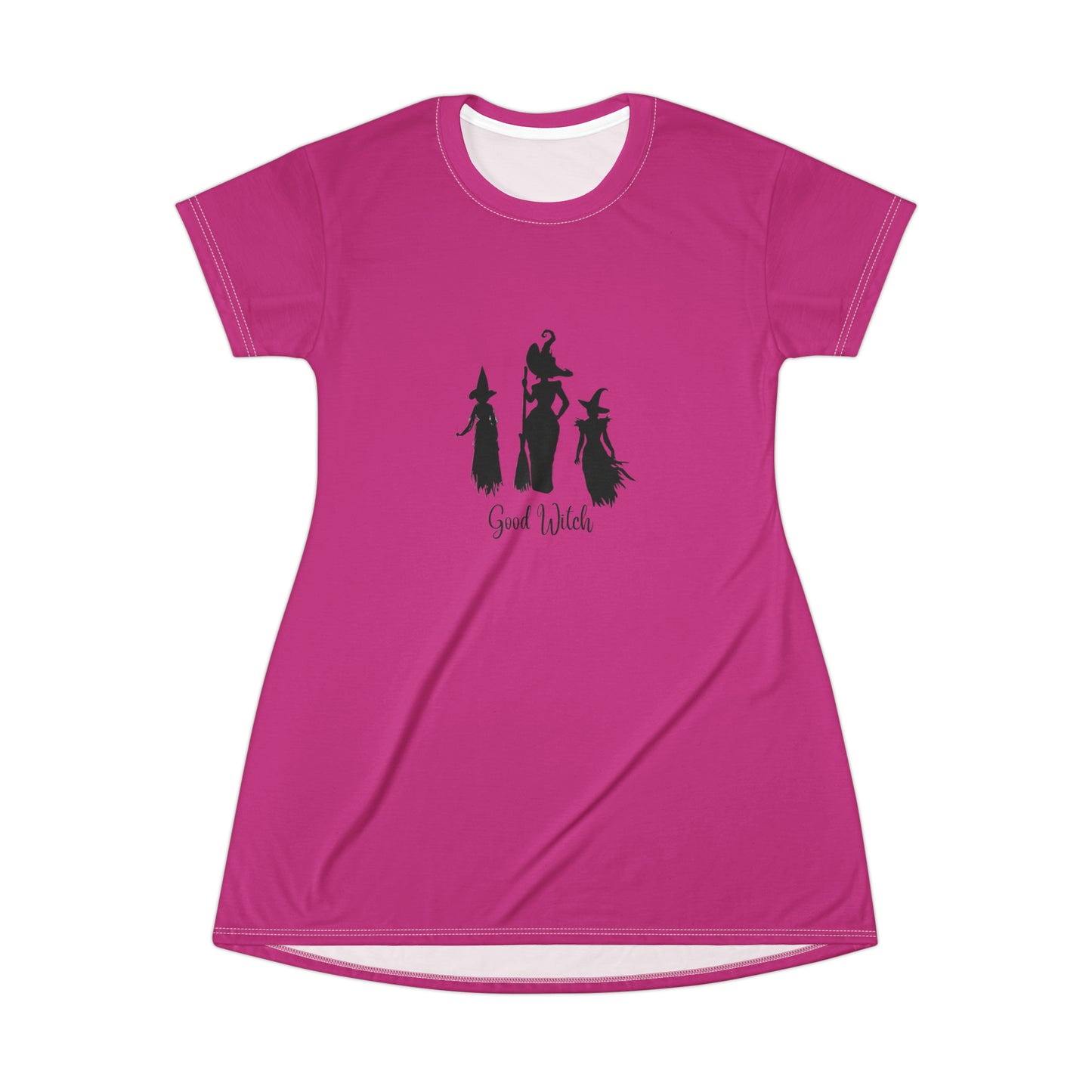 Good Witch T-Shirt Dress (AOP) dark pink