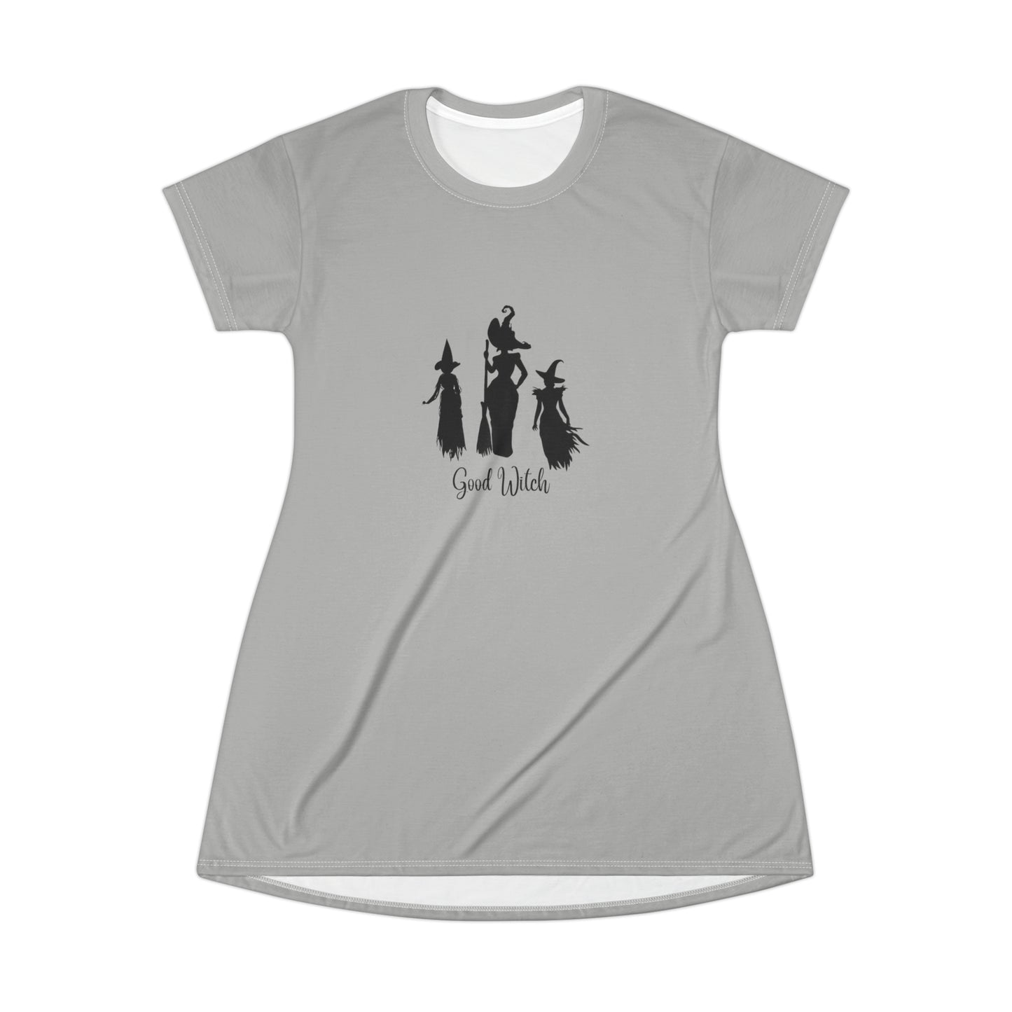 Good Witch T-Shirt Dress (AOP) grey