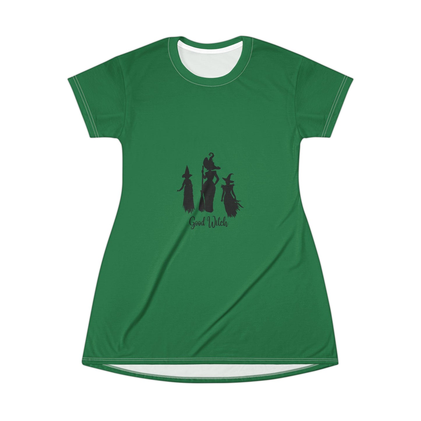 Good Witch T-Shirt Dress (AOP) dark green