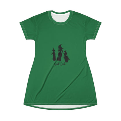 Good Witch T-Shirt Dress (AOP) dark green