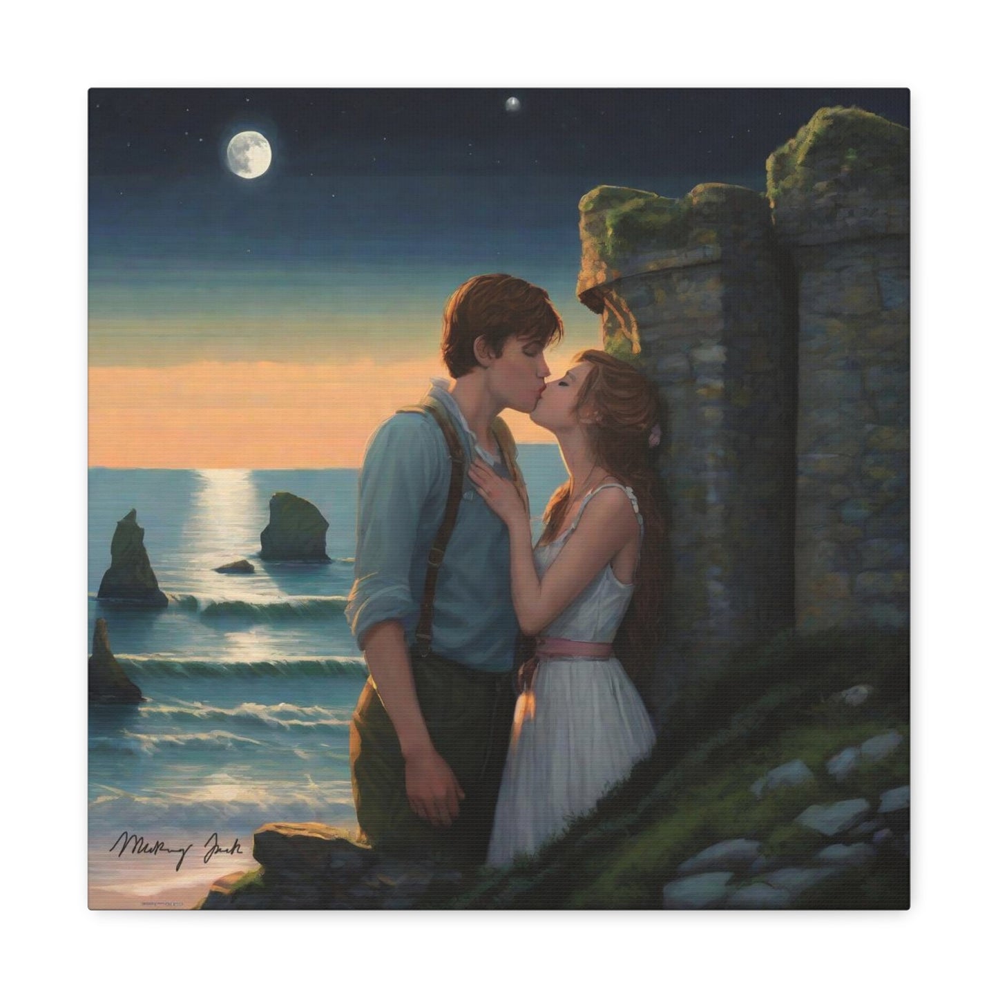 Kiss by the Castle Wall Canvas Gallery Wraps