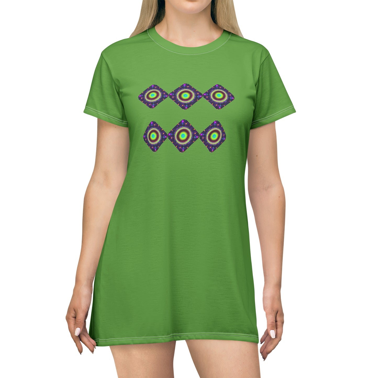 Galaxy T-Shirt Dress (AOP) light green