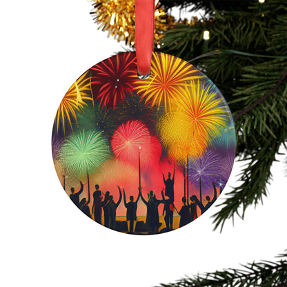Happy New Year Acrylic Ornament with Ribbon