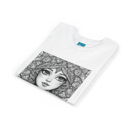 Mandala Hair Youth Floral Design Short Sleeve Tee (Lightweight with soft feel) - Cute T-Shirt for Kids, Perfect Gift for Birthdays, Summer Fun, Art Lovers, Casual Wear