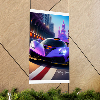 Purple Sportscar Matte Vertical Posters