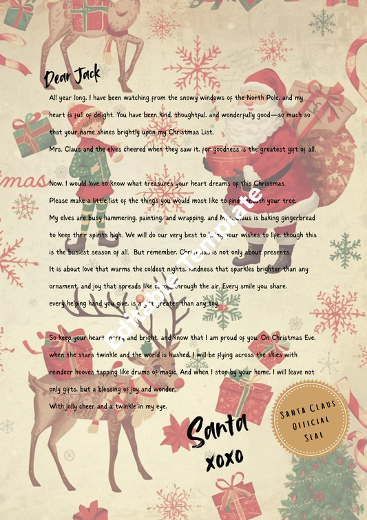 Santa Letter, Envelope to North Pole & Christmas List Vintage Style.