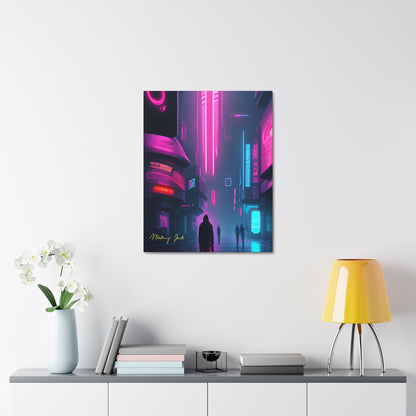 Into the Future (Black) Satin Canvas, Stretched