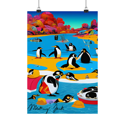 Penguin City Matte Vertical Posters