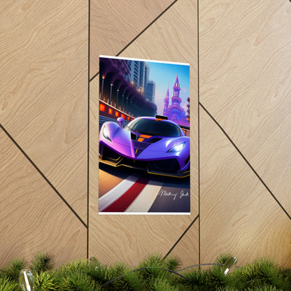 Purple Sportscar Matte Vertical Posters