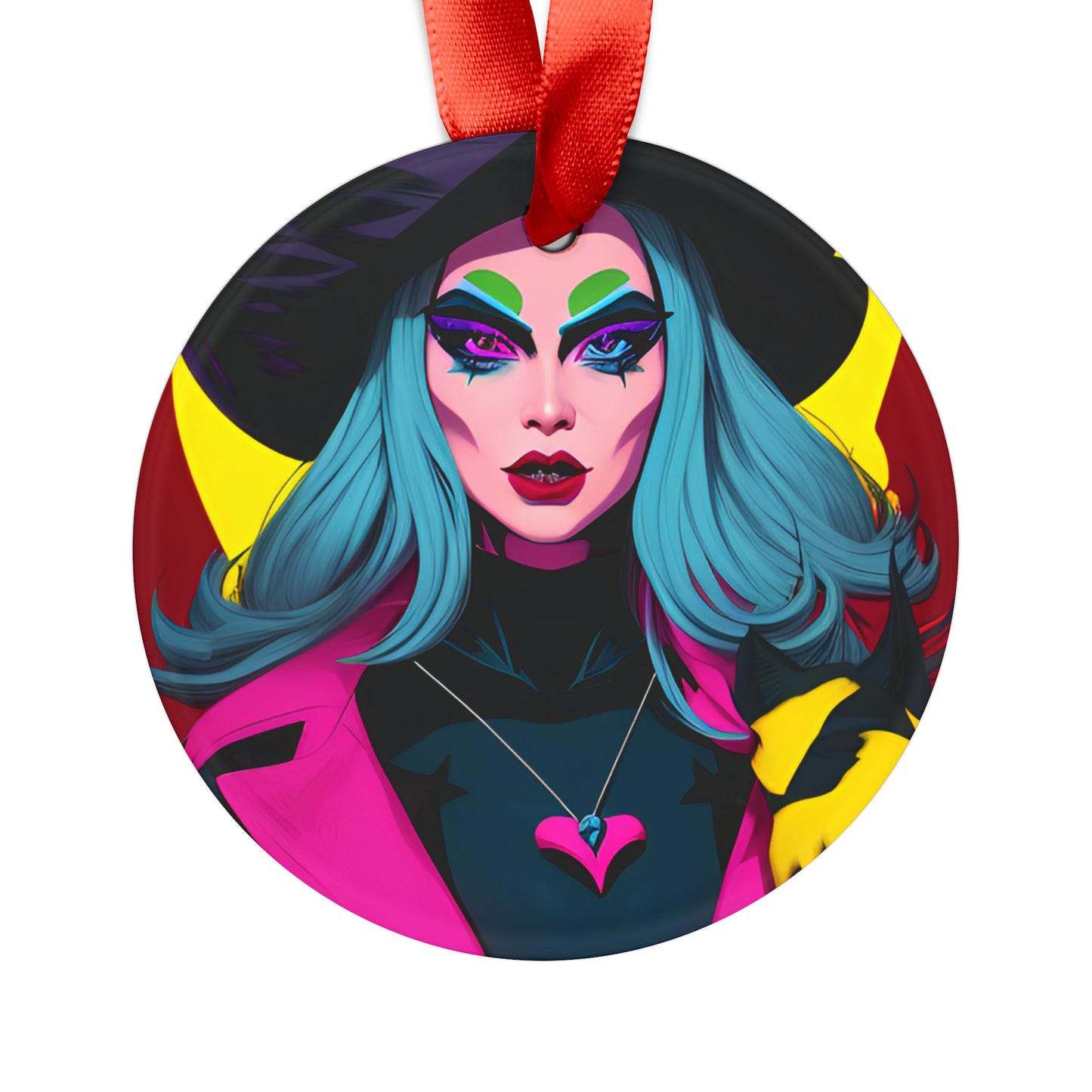 Halloween Witch Acrylic Ornament with Ribbon