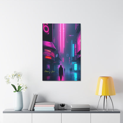 Into the Future (Black) Satin Canvas, Stretched