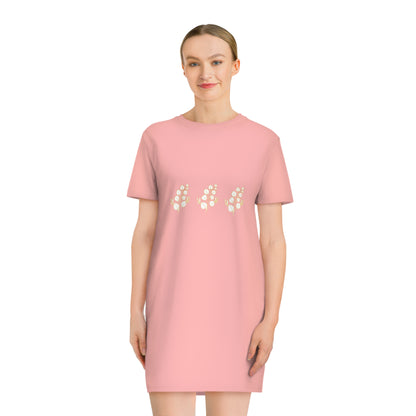 Gold & White Flower Design Spinner T-Shirt Dress