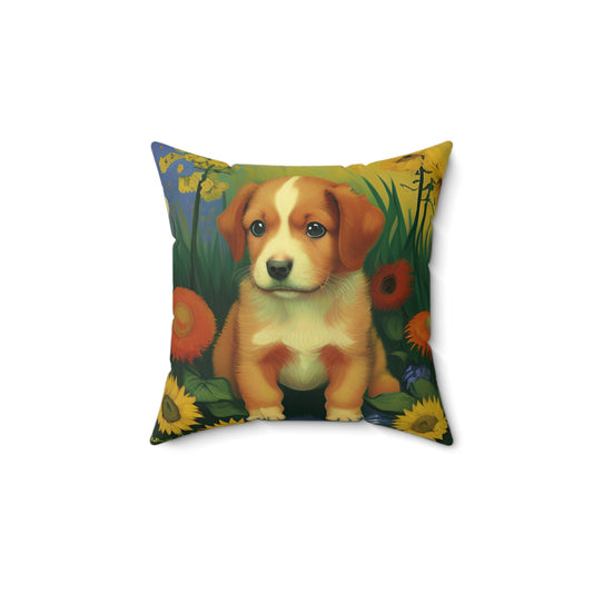 Puppy Spun Polyester Square Pillow