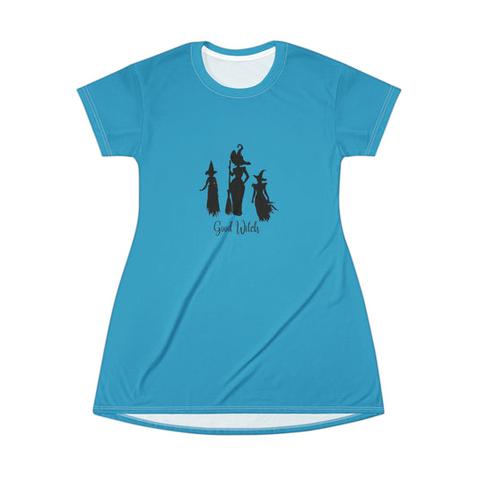 Good Witch T-Shirt Dress (AOP) turquoise