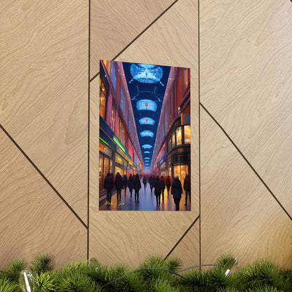 High Street Shoppers Futuristic Matte Vertical Posters
