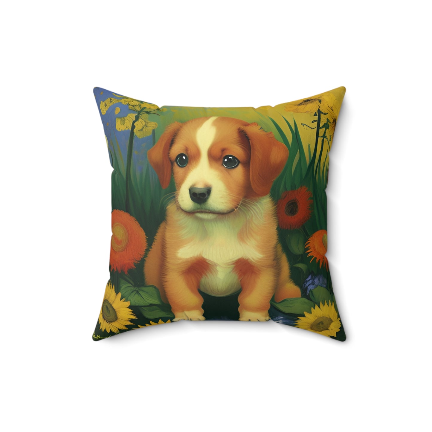 Puppy Spun Polyester Square Pillow