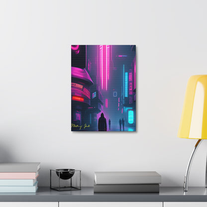 Into the Future (Black) Satin Canvas, Stretched