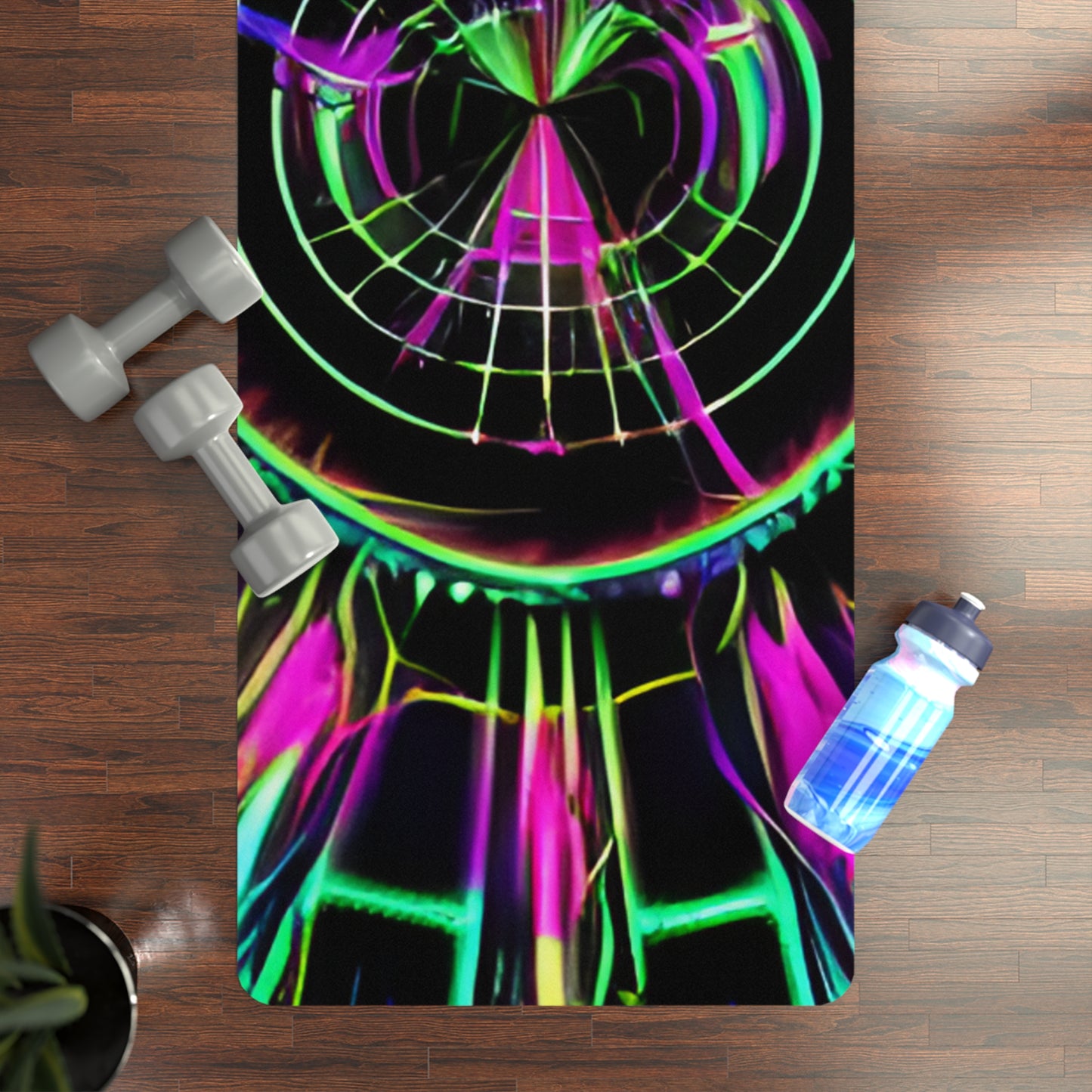 Abstract Design Neon Rubber Yoga Mat