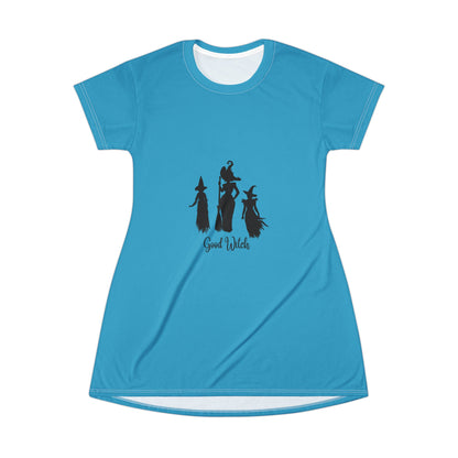 Good Witch T-Shirt Dress (AOP) turquoise