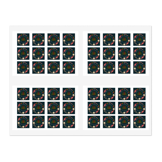 Merry Christmas & Happy Holidays Stickers (48 stickers per 11x8.5 size sheet)