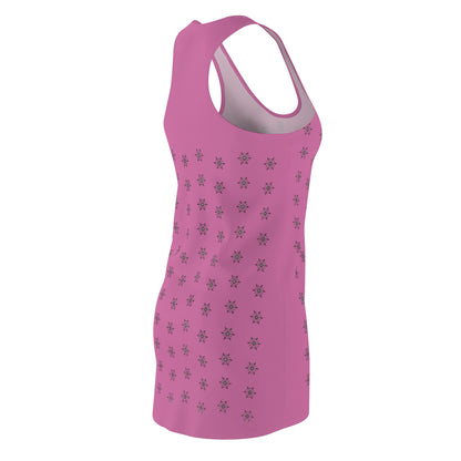Women's Snowflake Black Design on Light Pink Cut & Sew Racerback Dress (AOP)