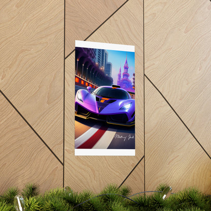 Purple Sportscar Matte Vertical Posters
