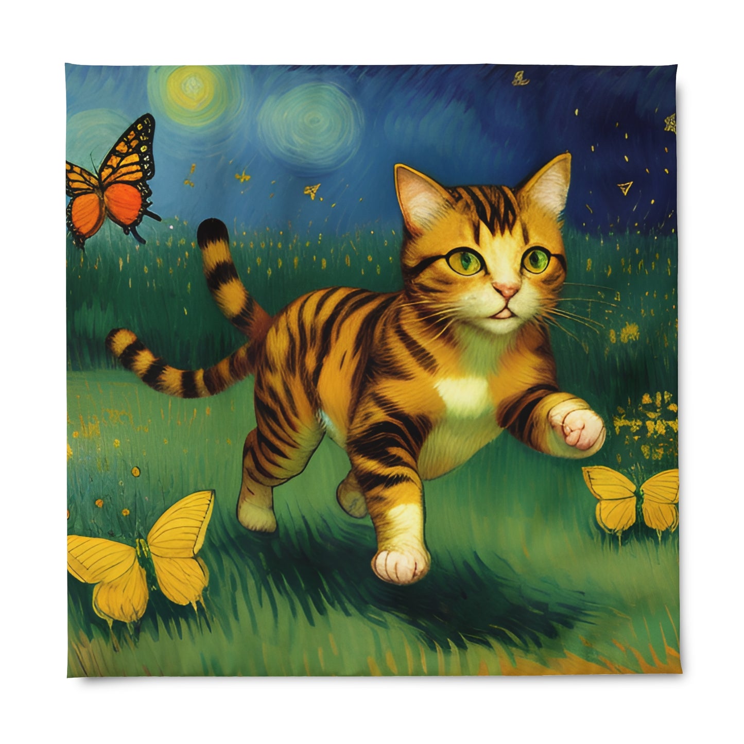 Butterflies Kitten Duvet Cover