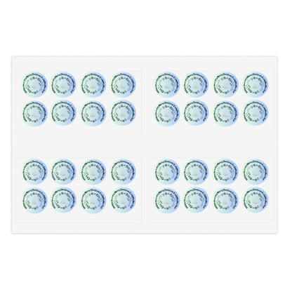 Merry Christmas & Happy New Year Stickers blue trim (32 stickers per 11x8.5 size sheet)