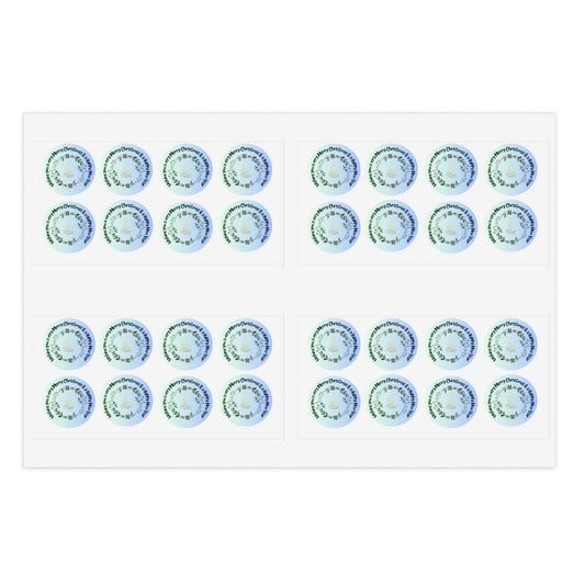 Merry Christmas & Happy New Year Stickers blue trim (32 stickers per 11x8.5 size sheet)
