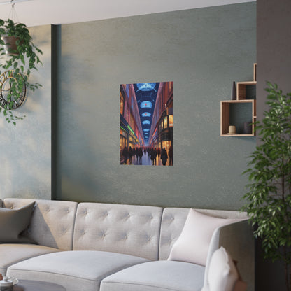 High Street Shoppers Futuristic Satin Poster (210gsm)