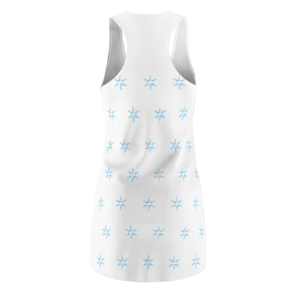Women's Snowflake Ice Blue Cut & Sew Racerback Dress (AOP)