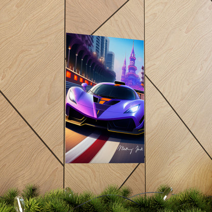 Purple Sportscar Matte Vertical Posters