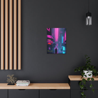Into the Future (Black) Satin Canvas, Stretched