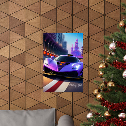 Purple Sportscar Matte Vertical Posters