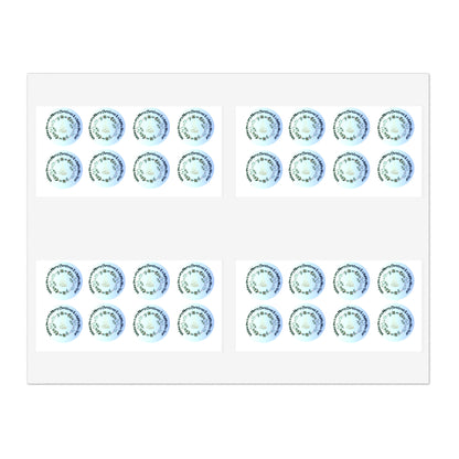 Merry Christmas & Happy New Year Stickers blue trim (32 stickers per 11x8.5 size sheet)