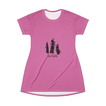 Good Witch T-Shirt Dress (AOP) light pink