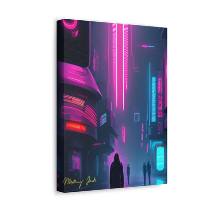 Into the Future (Black) Satin Canvas, Stretched