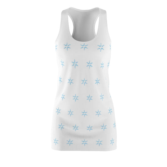 Women's Snowflake Ice Blue Cut & Sew Racerback Dress (AOP)