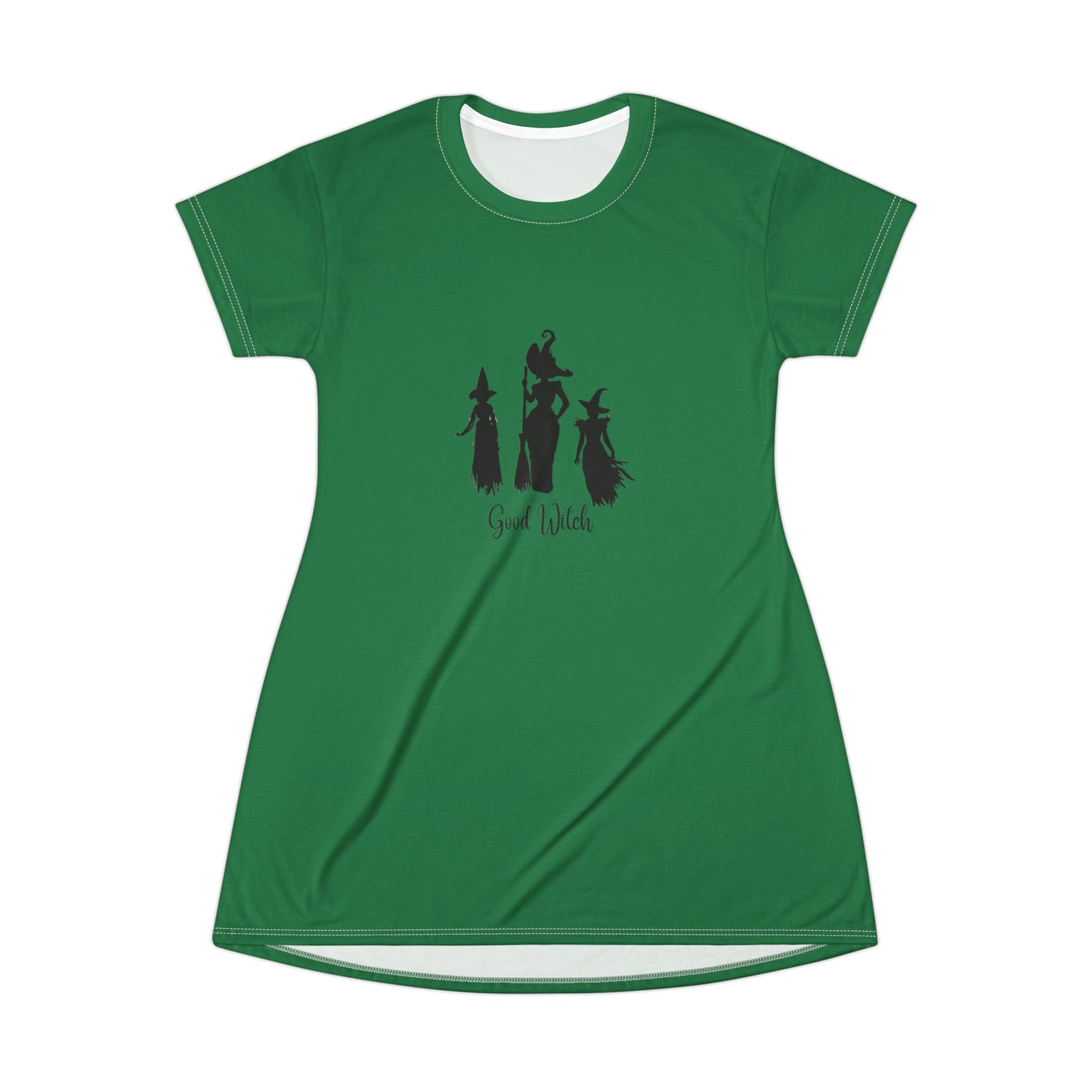 Good Witch T-Shirt Dress (AOP) dark green