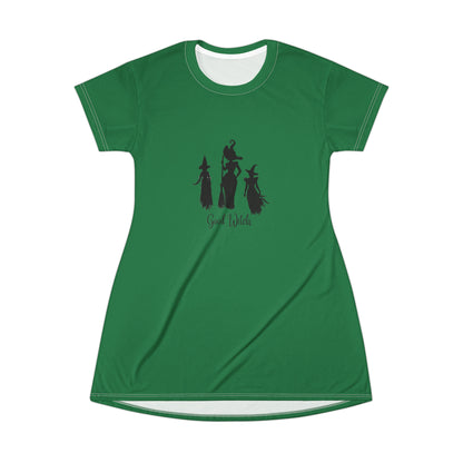Good Witch T-Shirt Dress (AOP) dark green