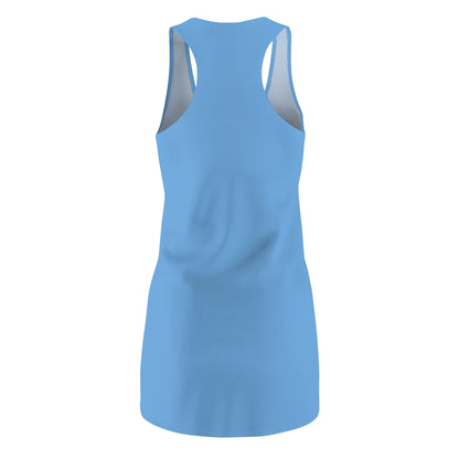 Women's Snowflake Trio Sparkle Design on Light Blue Cut & Sew Racerback Dress (AOP)
