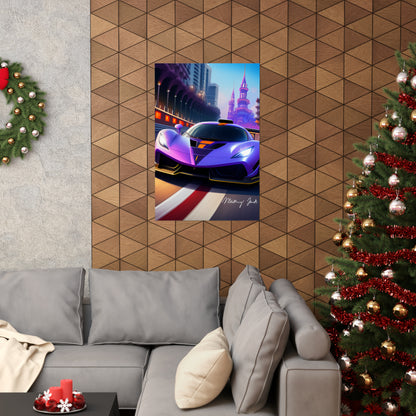 Purple Sportscar Matte Vertical Posters