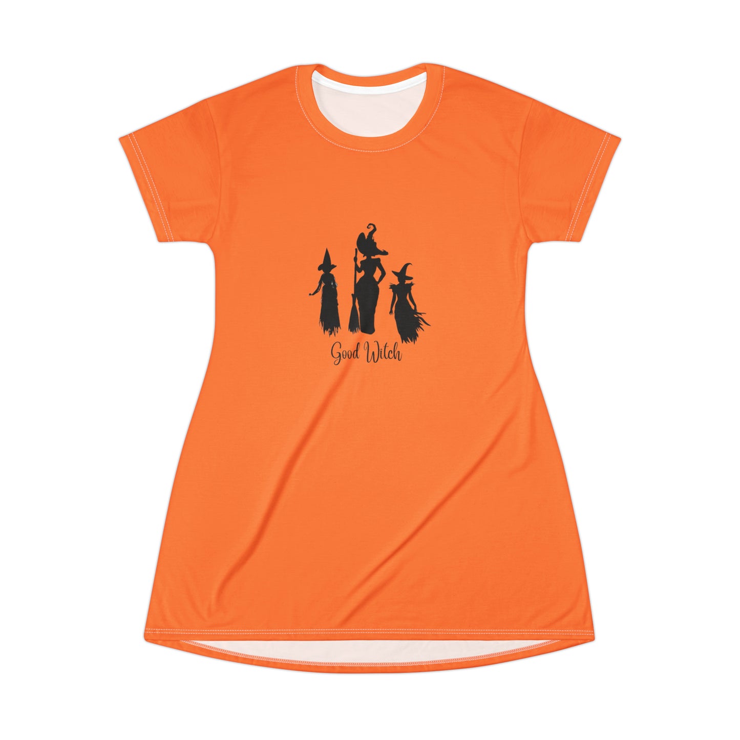 Good Witch T-Shirt Dress (AOP) orange