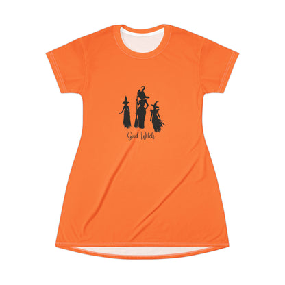 Good Witch T-Shirt Dress (AOP) orange