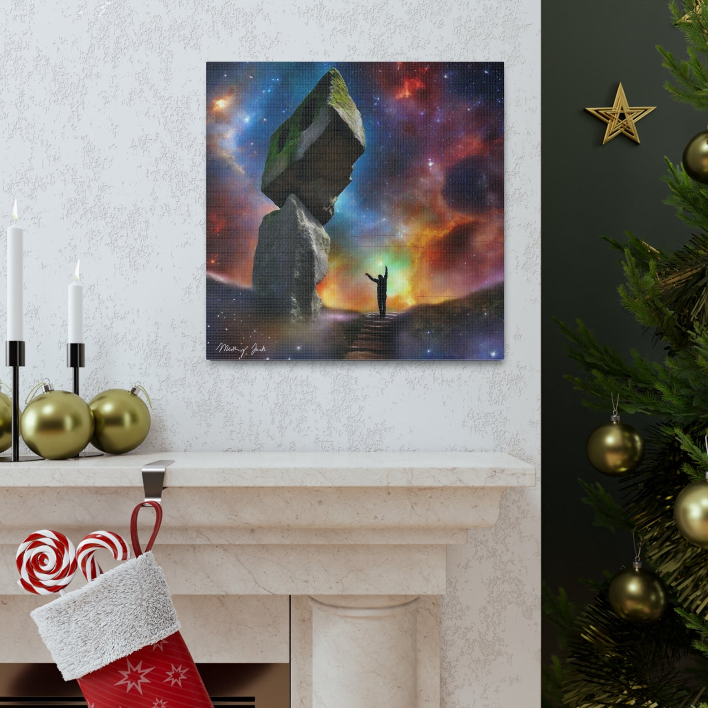 Peaceful Starry Medieval Stone Canvas Gallery Wraps