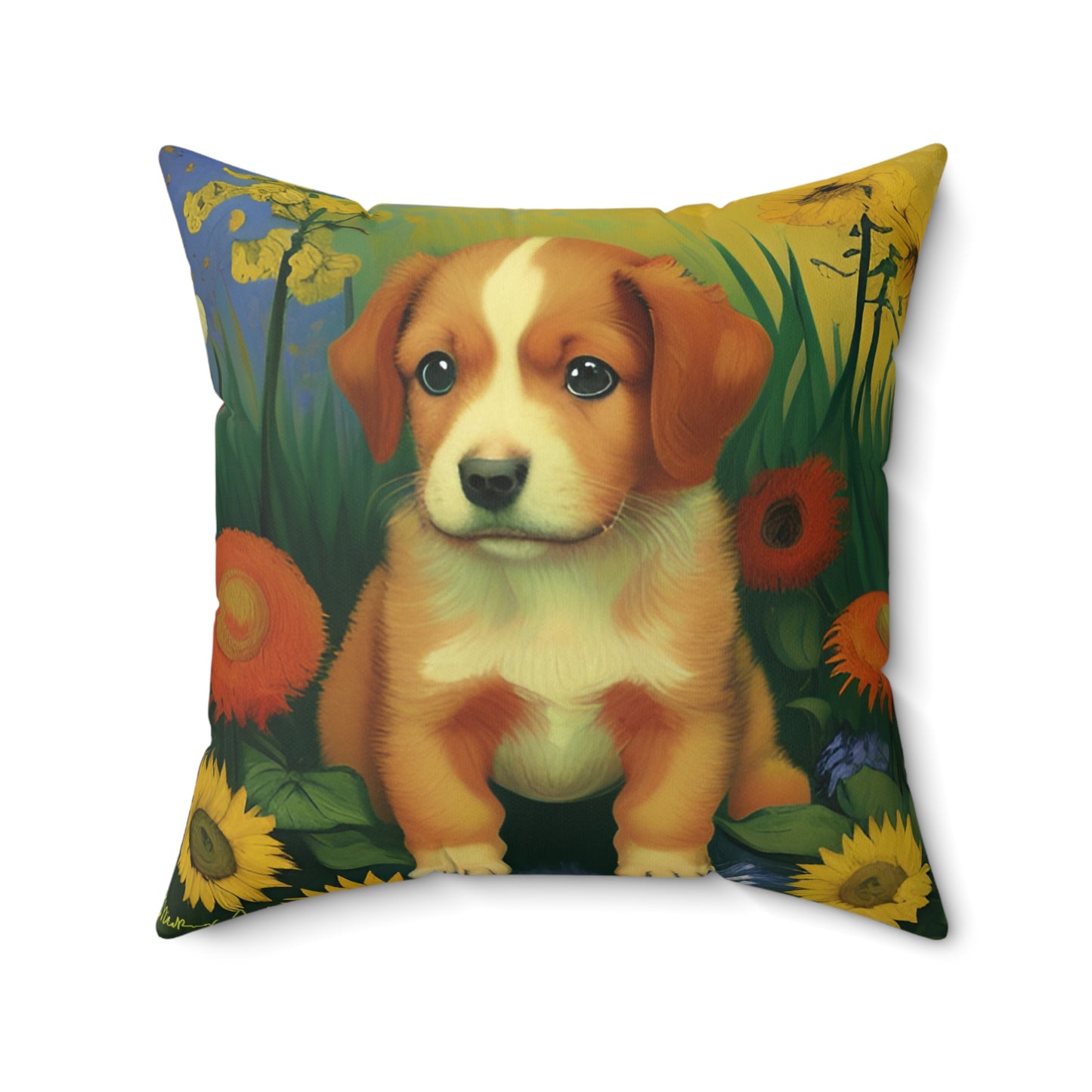 Puppy Spun Polyester Square Pillow