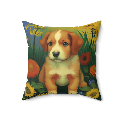 Puppy Spun Polyester Square Pillow