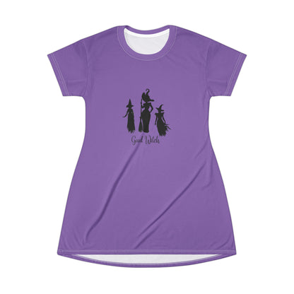 Good Witch T-Shirt Dress (AOP) purple