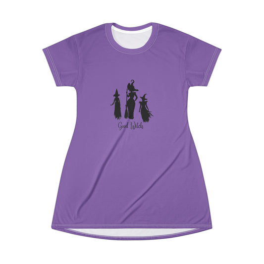 Good Witch T-Shirt Dress (AOP) purple