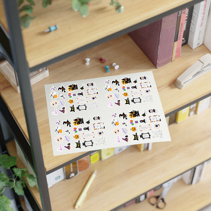 Halloween-Themed Sticker Sheets, Cute Planner Stickers, Spooky Decor, Scrapbooking Supplies, Fun Stickers for Kids & Adults